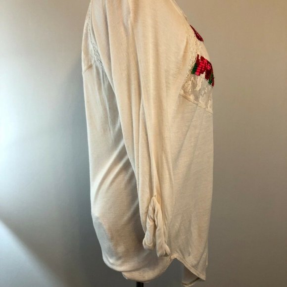 Free People Cream Embroidered Knit Top - Picture 3 of 7